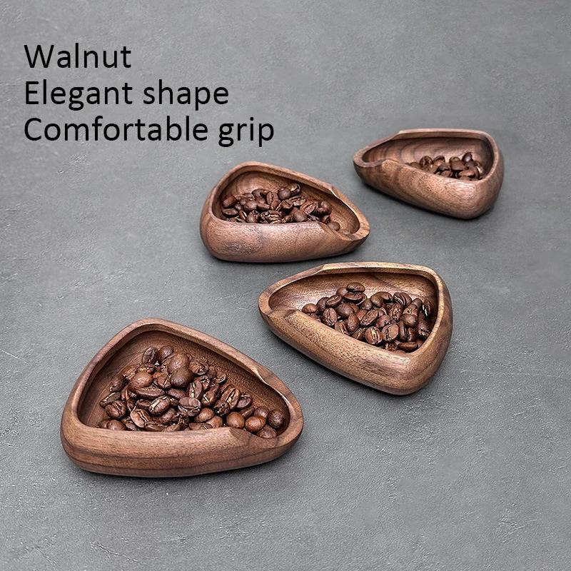 Coffee Beans Dose Tray Pottery/Walnut Wood Weighing Bean Tea Dish Coffee Powder Measuring Cup Coffee Accessories for Cafe Home