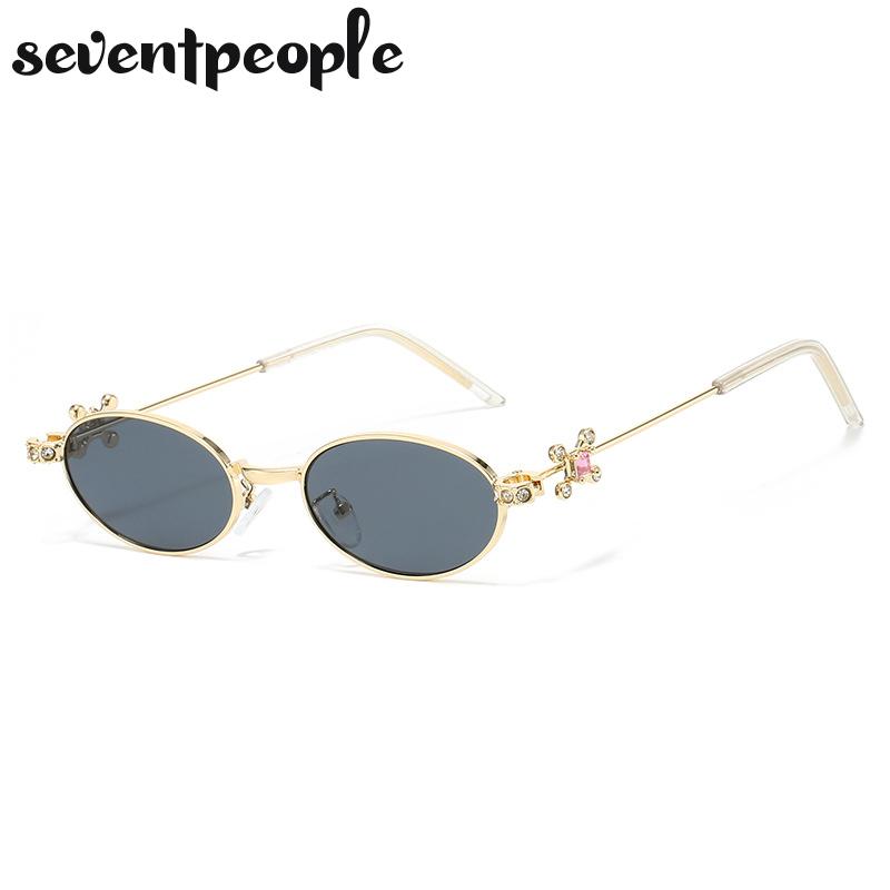 

Small Frame Oval Sunglasses Women Luxury Brand Vintage Metal Rhinestone Sun Glasses Fashion Prescription Eyewear For Ladies