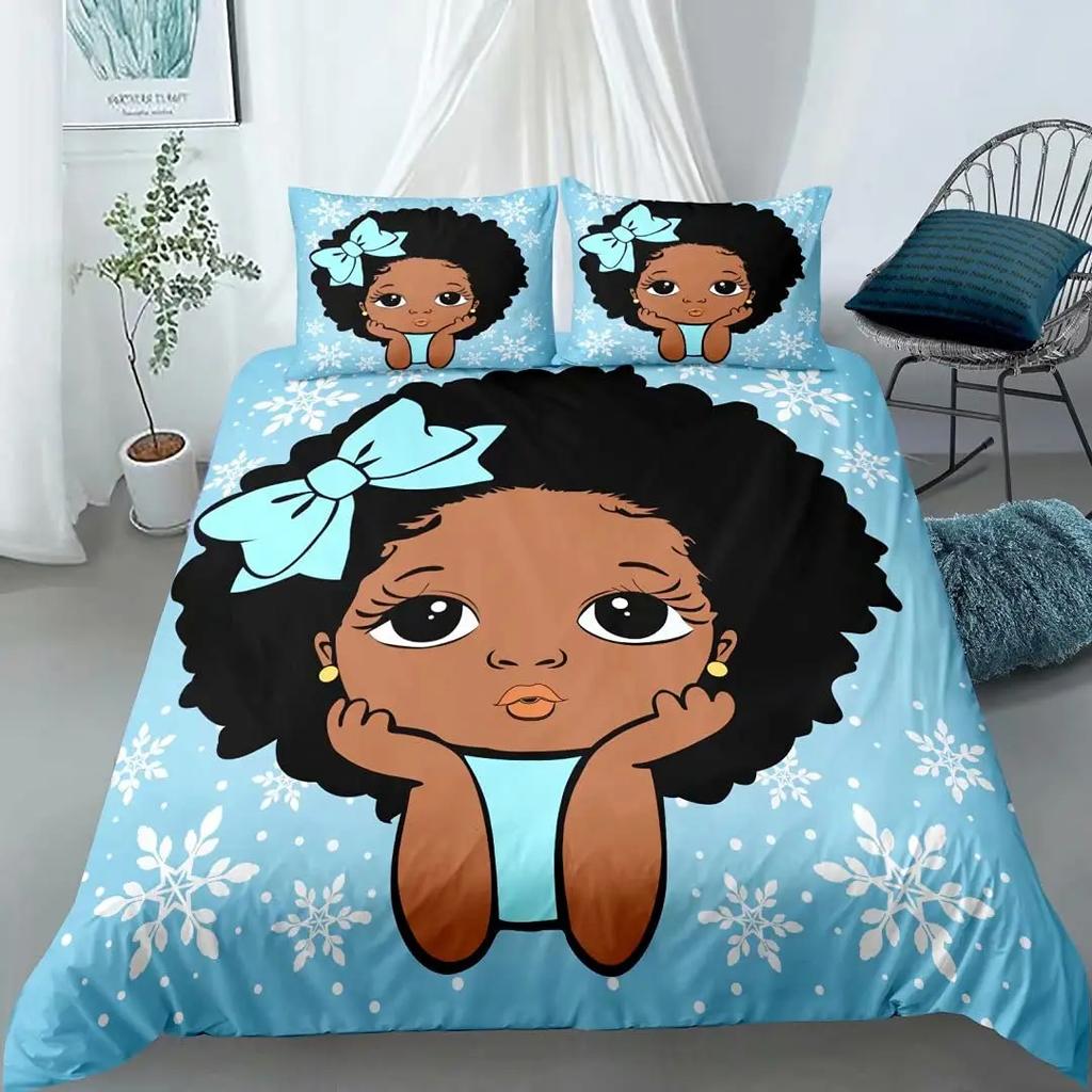 African American Duvet Cover Gilrs Kids Cute Ballet Princess Dancer Bedding Set Double Queen King Size Polyester Qulit Cover