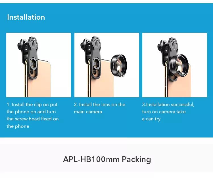 Clip on Cell Phone Camera 100mm Macro Lens with Light Aluminum Alloy Compatible with 98% Smartphones & Tablets