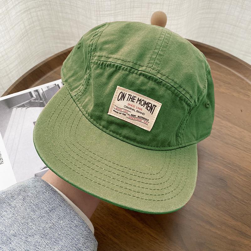 Soft Top Flat Brim Japanese Snapback Hat For Men Women Short Brim Hip Hop Peaked Cap Summer Cotton Sun Visors Baseball Hat
