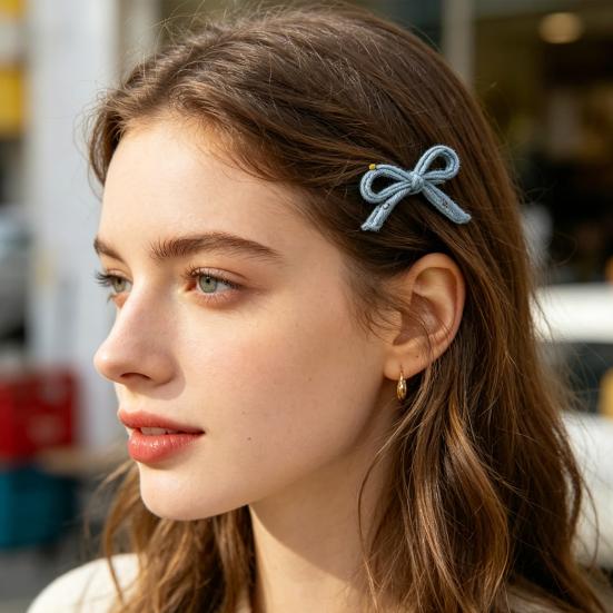 Girl Hairpin Rhinestone Inlays Three-Dimensional Bow Design Hair Pin Fixes Broken Bangs Hair Clip Hair Styling Tool