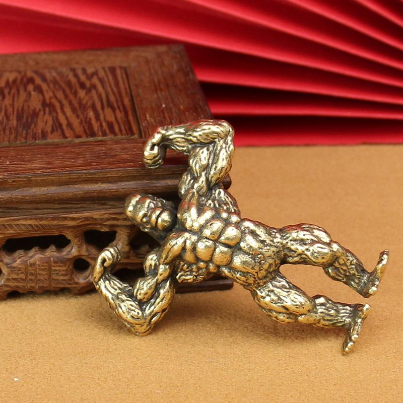 Mosiężna Ozdoba Mięśniowa Goryl Vintage Stara Czysta Miedź Kulturystyka Mięśnie King Kong Orangutan Zwierzę Ozdoba Stołowa