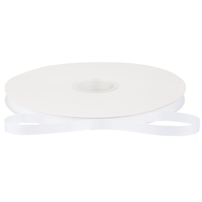 [Tekdeere]Width 9mm Solid White Grosgrain Ribbon, Perfect for Gift Wrapping, Sewing, Hair Accessories, Wedding Decorations - 91m/roll