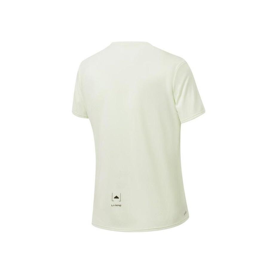 Li Ning Running Series Solid Color Reflective Quick-Dry Breathable Short Sleeve T-Shirt Women Tops Cream-White ATST082-5