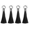 Uxcell Set of 4 Leather Keychain Tassels for Bag Decoration, Handbag, Wallet, DIY Crafts, Black