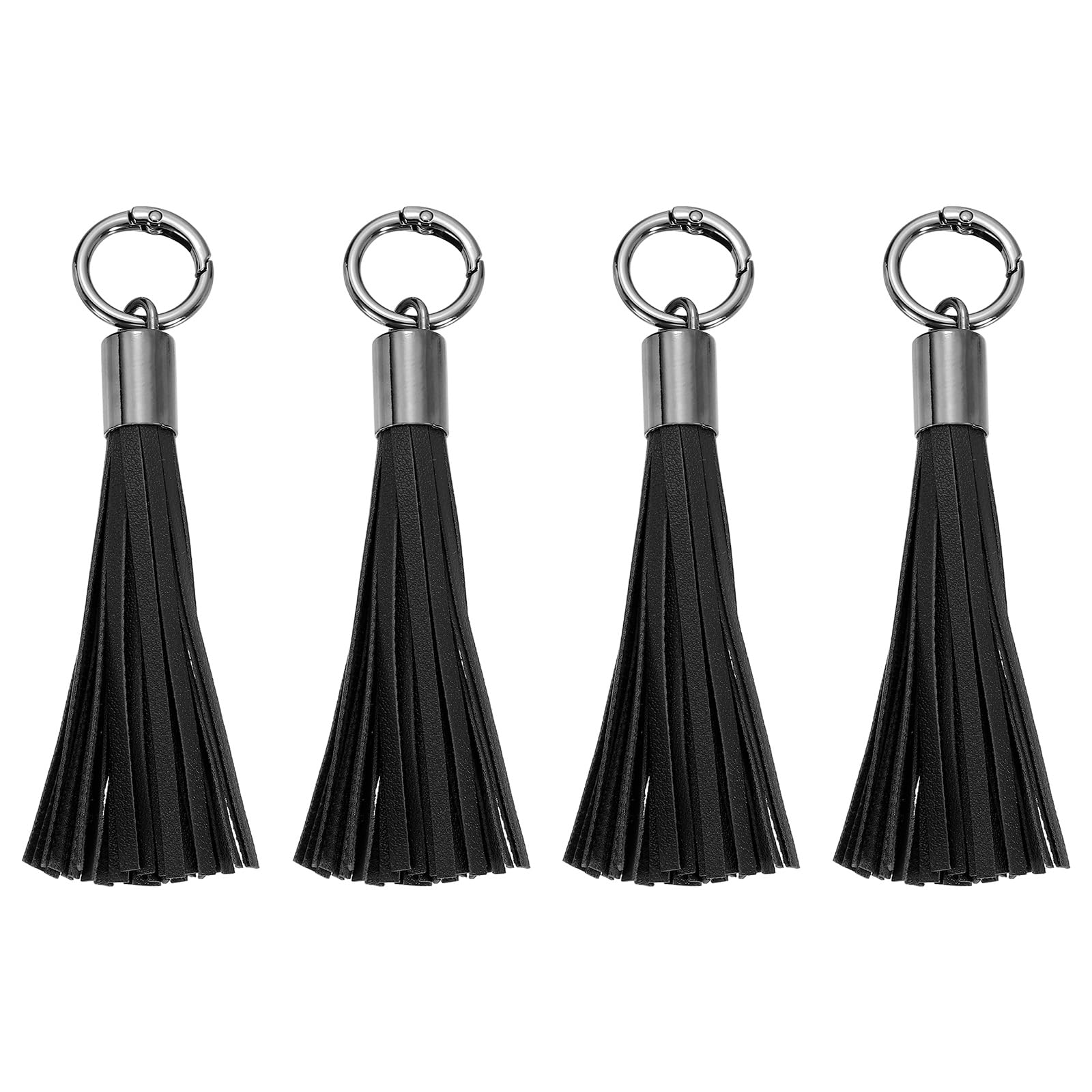 

uxcell Set of 4 Leather Keychain Tassels for Bag Decoration, Handbag, Wallet, DIY Crafts, Black