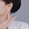 Fashion Twisted Fan Leaf Stud Earrings Brass Electroplated Real Gold Diamond Commuter Metal Earrings Women'S Earrings S925