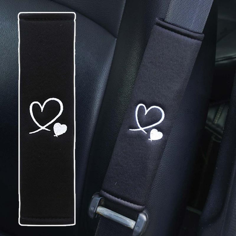 Cute Heart Seat Belt Cover Shoulder Pad for Women Girl Comfortable Shoulder Protector Universal Car Accessories with Embroidery