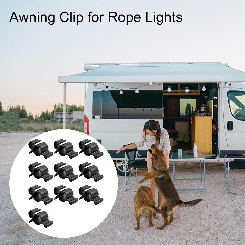 RV Awning Hooks 10Pcs Awning Clip For Rope Light RV Awning Edge Slot Hook To Hang LED Light Strip Cables String Lights Outdoor