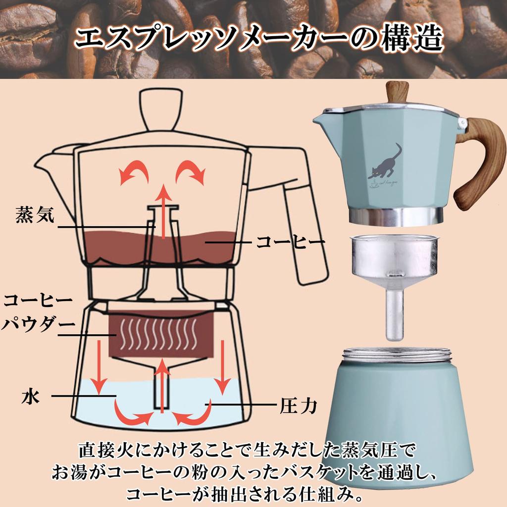 Dragon Horse Direct-Fire Espresso Maker with Moka Pot, 6-Cup Capacity (300ml), Enjoy Delicious Coffee At Home or Outdoors, Perfect for Camping,