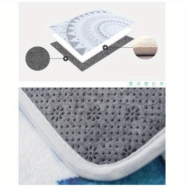 Modern Gray Geometric Non-Slip Area Mat, Durable Polyester, Absorbent, Ideal for Living Room and Bedroom Decor, Hand Wash Only