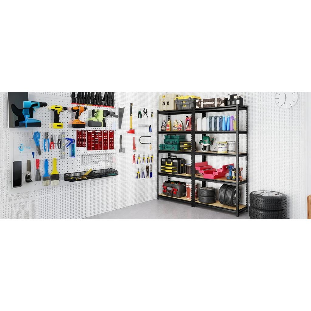 Heavy Duty Shelf, 28''×12''×60'' Metal Shelving Rack, 2400 lbs Basement Storage Shelves, Standing Shelves, Garage Racks