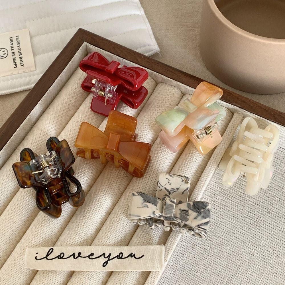 Korean Style Acetate Claw Clip Ponytail Holder Bowknot Hair Clip Sweet Bow Hair Claw  Ladies