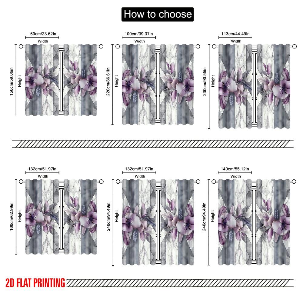 2D flat printing 2pcs Drapes Geometric Floral Blackout Polyester Party Decorations Suitable for All Occasions decorate