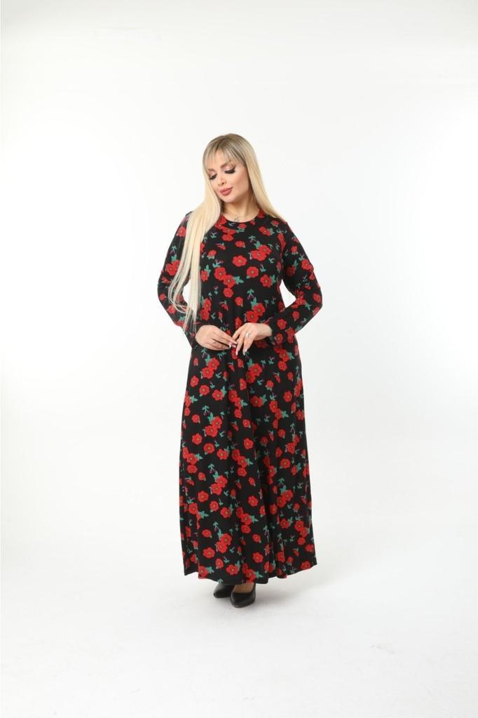 Damen Große Größen Kleid Plus Size Langarm (Geeignet für Hijab) Langes Kleid aus gekämmter Viskose