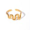 Women's 18k Gold Wave Pattern Stainless Steel Ring - European & American Style Titanium Steel.