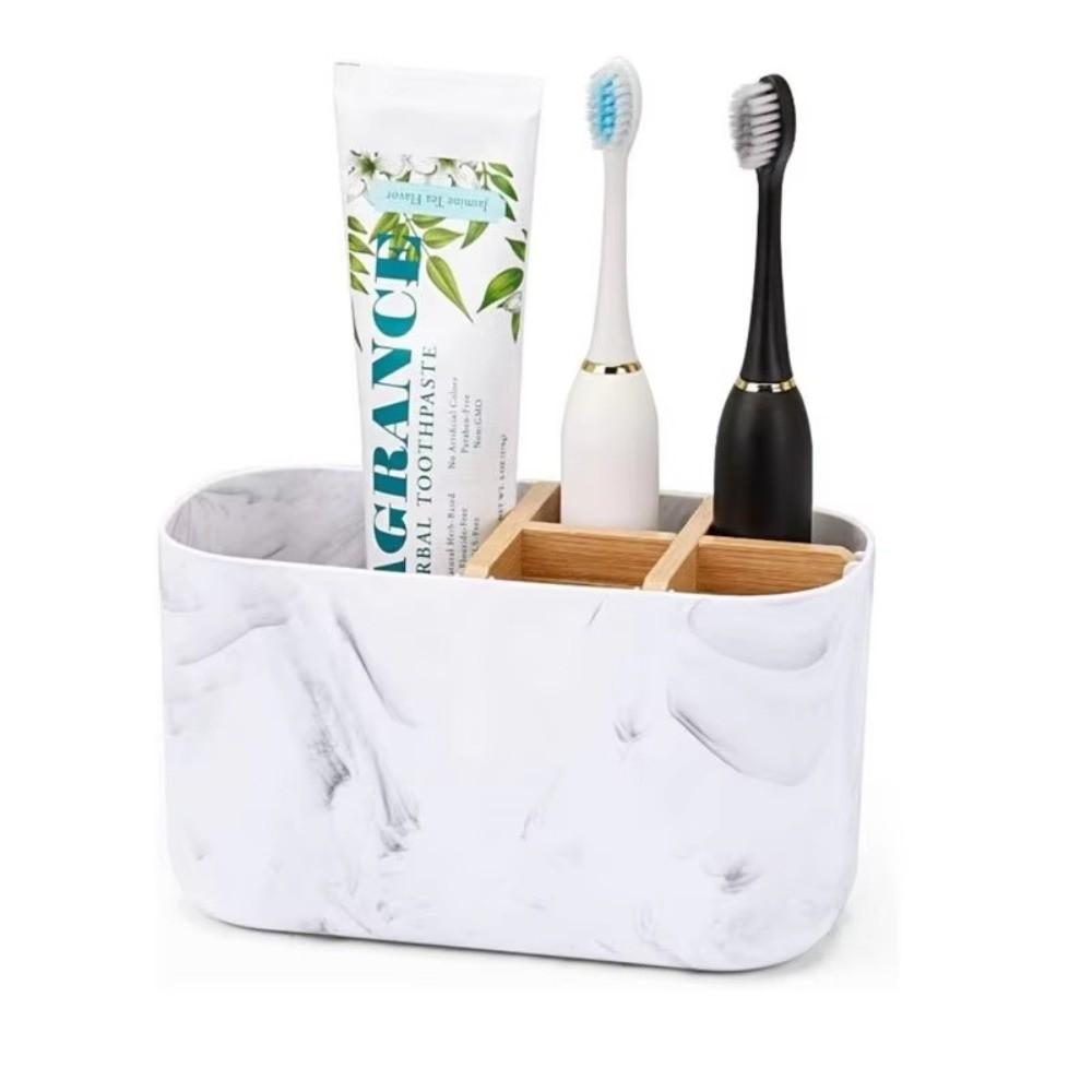 Multi-Slot Toothbrush Holder Toothpaste Storage Plastic Bamboo Toothbrush Holder Cosmetic Storage Desktop Storage Box Home