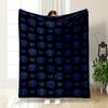 The Pattern Alternates Blue Skulls and Hearts On a Black Background. for All Seasons Blanket Lunch Break Throw Gift