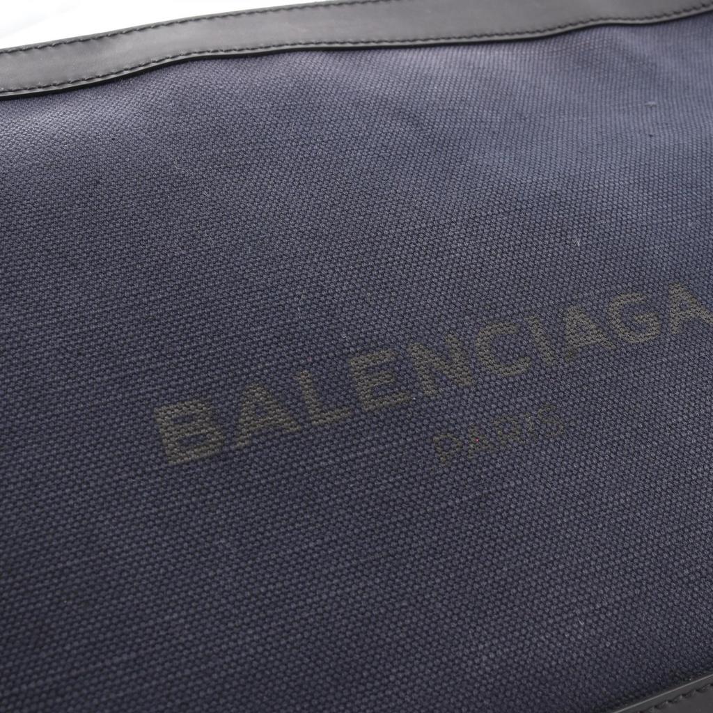 Used BALENCIAGA NAVY CLIP L business bag clutch bag canvas leather Navy Black Used unisex
