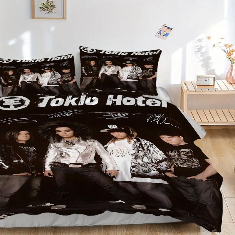 

3pcs Tokio Hotel Duvet Cover Set - Soft & Breathable Bedding, Includes 1 Duvet Cover and 1/2 Pillowcases (No Insert) yy251107196 135x200cm