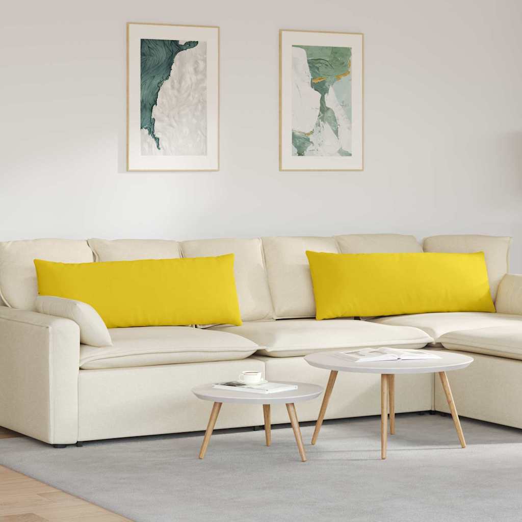 Sofa Cushions 2 Pcs Light Yellow 120 X 40 Cm Fabric