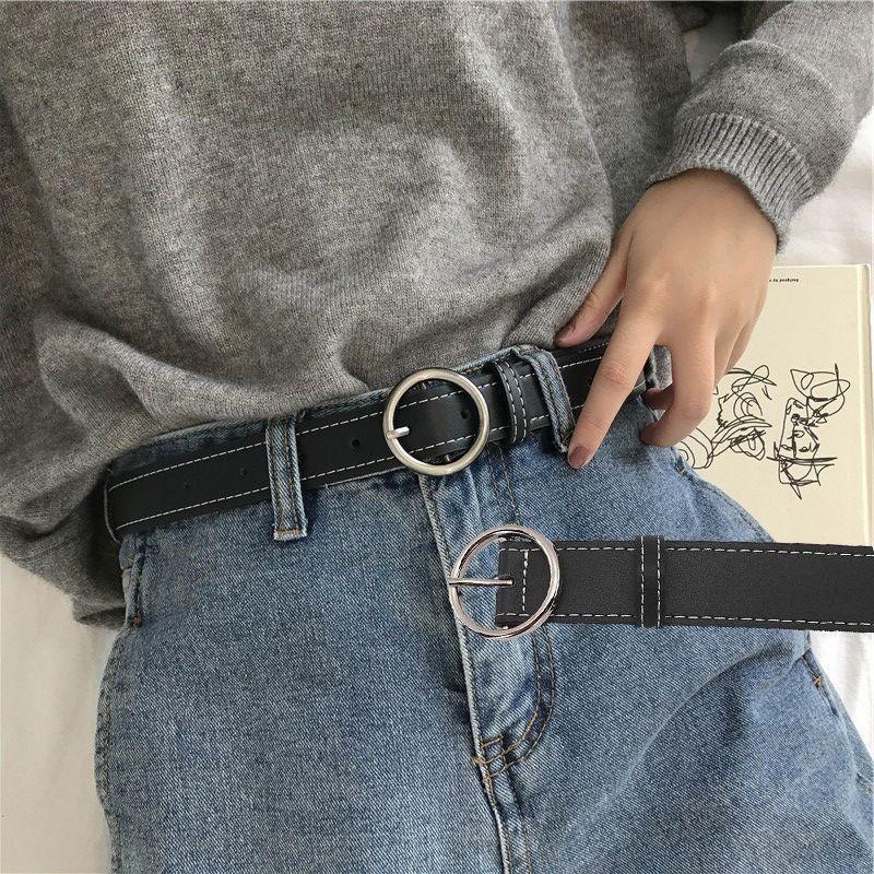 Vintage Black Women's Belt Effortless Fashionable Simple Pu Material For Stylish Outfits