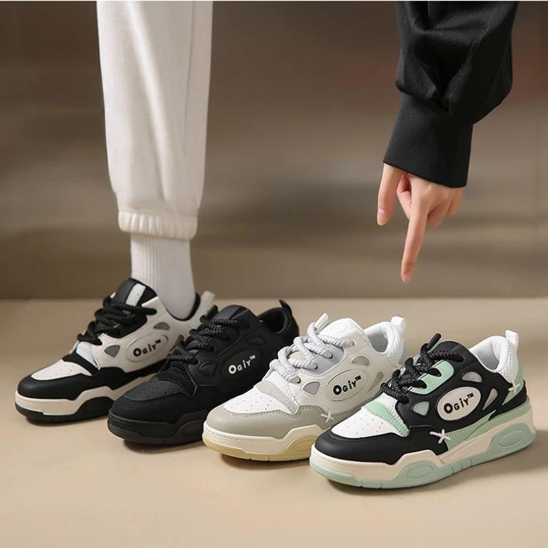 Women Vulcanize Shoes Autumn New Fashion Casual Matching Thick Sole Shoes Lace Up Sneakers Ladies Flat Shoes Zapatos De Mujer