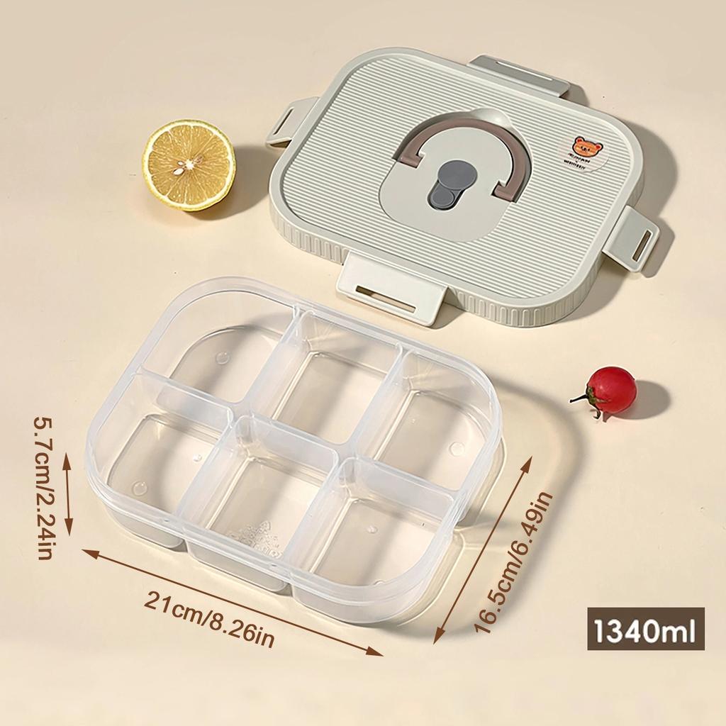 Large Capacity Plastic Bento Box With Compartment Microwave Heatable Divided Lunch Box For Kids Students Leak-proof Food Box