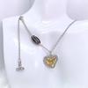 New Style Empress Dowager Heart Necklace & Earrings Set - Elegant, Versatile, High-End Clavicle Chain for Women