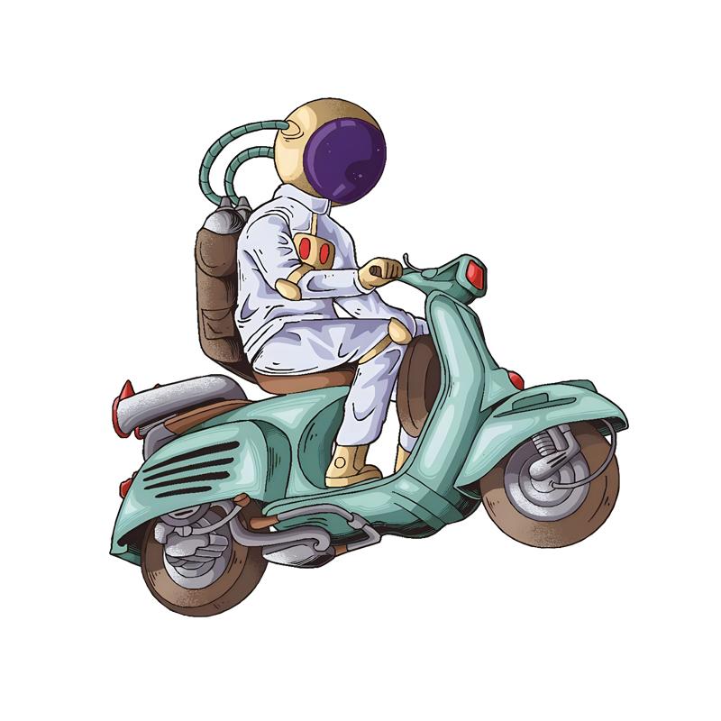 

Astronaut Riding Moped Car Stickers Waterproof Vinyl Decal For Truck Motorcycle Scooter Auto Accessories 14x14cm