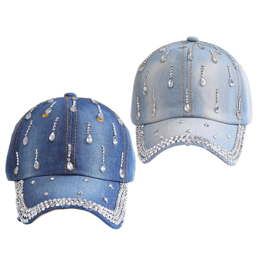 Eye-Catching Crystal Baseball Hat for Girls Women Adjustable Casual Hat for Outdoor Studded Stylish Headwear