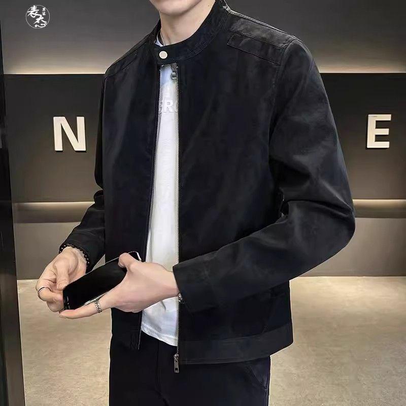 Herren Arbeitsjacke 2026 aus Wildleder mit Stehkragen - Vielseitig für Frühling, Herbst und Winter