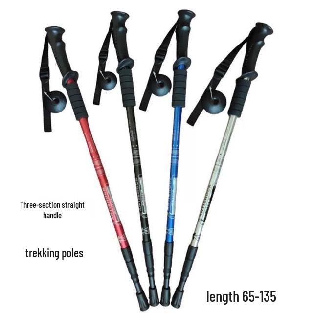 Aluminum Alloy Telescopic Trekking Poles with Shock Absorption and T-Handle