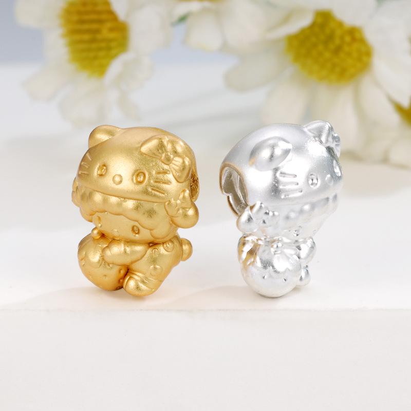 Sterling Silver 999 Strawberry Sheep Cartoon Beads - Handmade DIY Accessories
