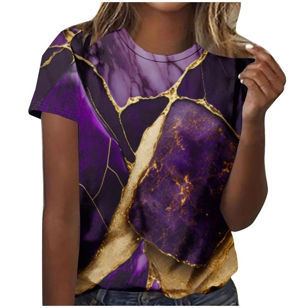 New Marble Graphic T-Shirts Gradient 3D Print Women O-Neck Short Sleeve T Shirt Y2k Harajuku Oversized Tees Top Female Clothing