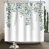 Small Fresh Shower Curtain Hand Painted Plant Watercolor Waterproof Polyester Shower Curtain With Hooks For Bathroom Decoration
