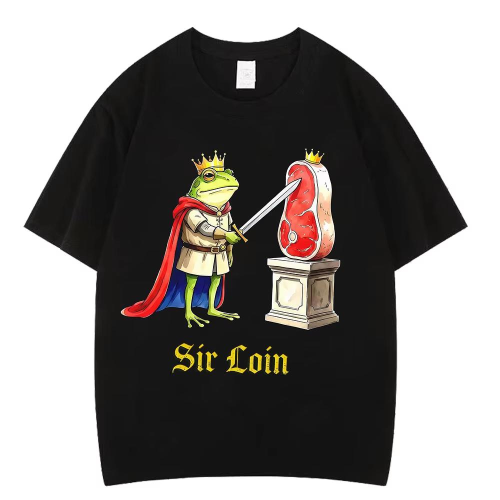 Sir Loin Knight Funny Frog Meme Shirt for Unisex Women Fashion Tshirts Shortsleeved Top pure Cotton Casual Gothic Punk Tshirts M