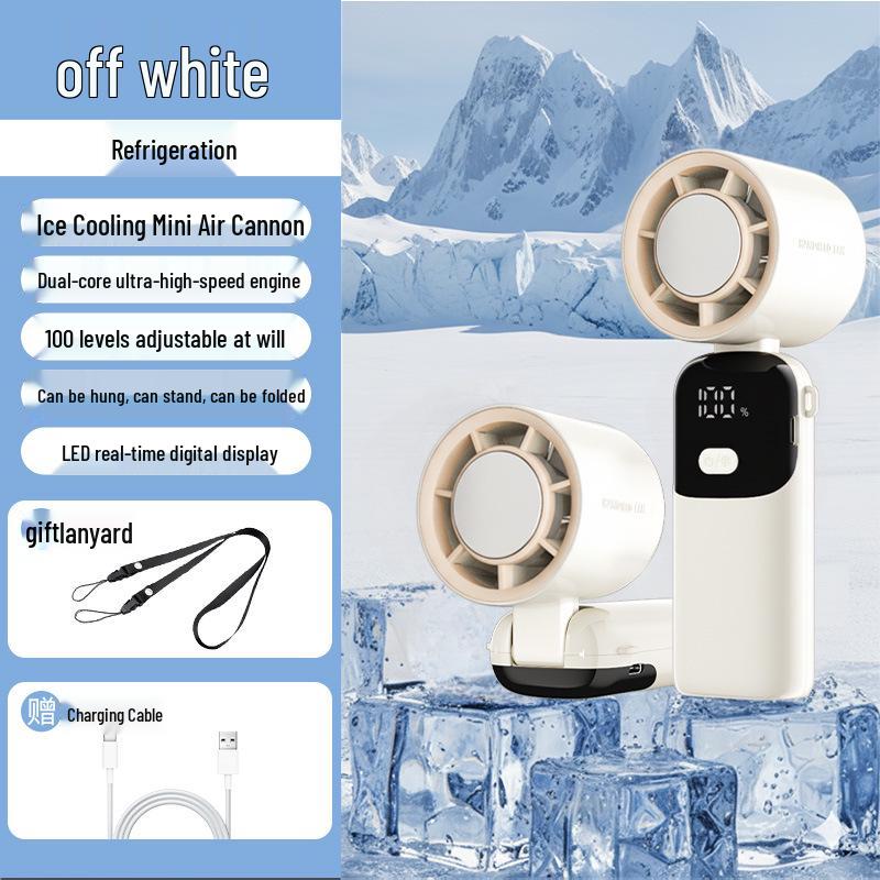 

New S19 Portable Handheld Fan with Dual Battery, USB Rechargeable, Strong Wind, Ice Pack, Digital Display, Long-lasting Battery for Outdoor Use. High-Speed Fan + Foldable Neck Hanging + Cooling