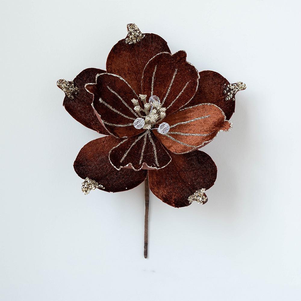 

22cm Artificial Christmas Flower Shiny Xmas Tree Ornaments Christmas Poinsettia Home Decor кофейный