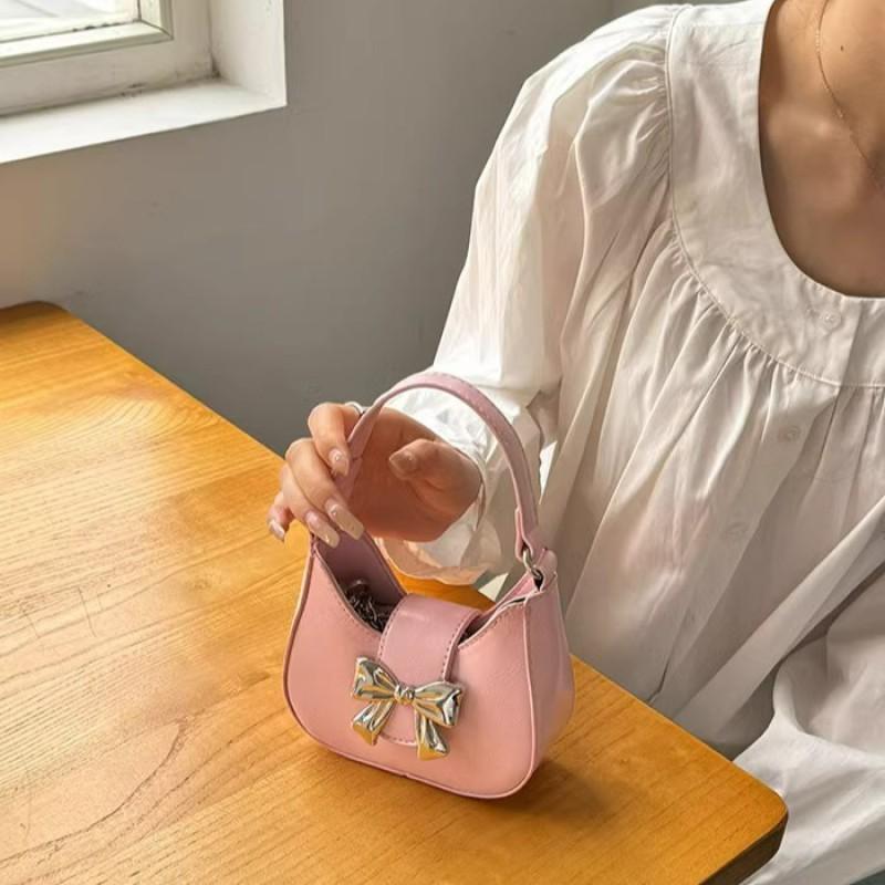 Mini Bow Knot Handbag Women Chic Crossbody Chain Bag Trendy Small PU Shoulder With Magnet