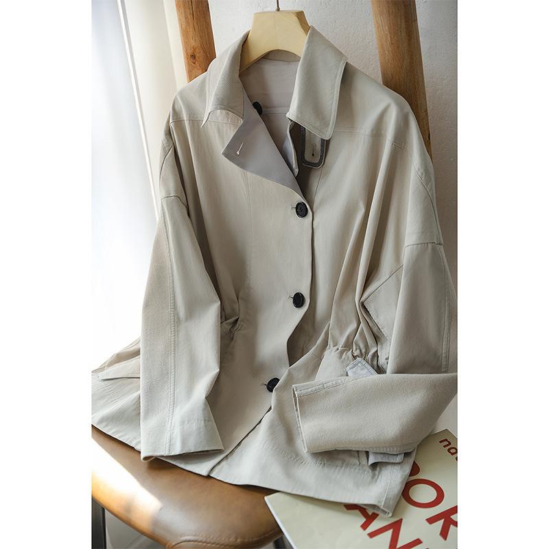Handsome Short Trench Coat Women's New Spring and Autumn White Shirt Women's Thin Small Top