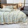 Edredón de Hielo de Seda de Verano Ropa de Cama Ligera de Satén Lavado Manta de Aire Acondicionado Tamaño Individual Queen