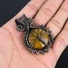 Tiger's Eye 999 Copper Wire Wrapped Pendant, Handmade Gemstone Pendant, Gift For Mom Antique Jewelry