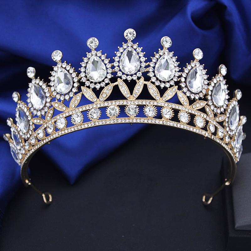 Vintage Water Drop Crown for Queen Bridal Prom Wedding Dress Hair Jewellry Bride tiaras Cosplay Head Accessories