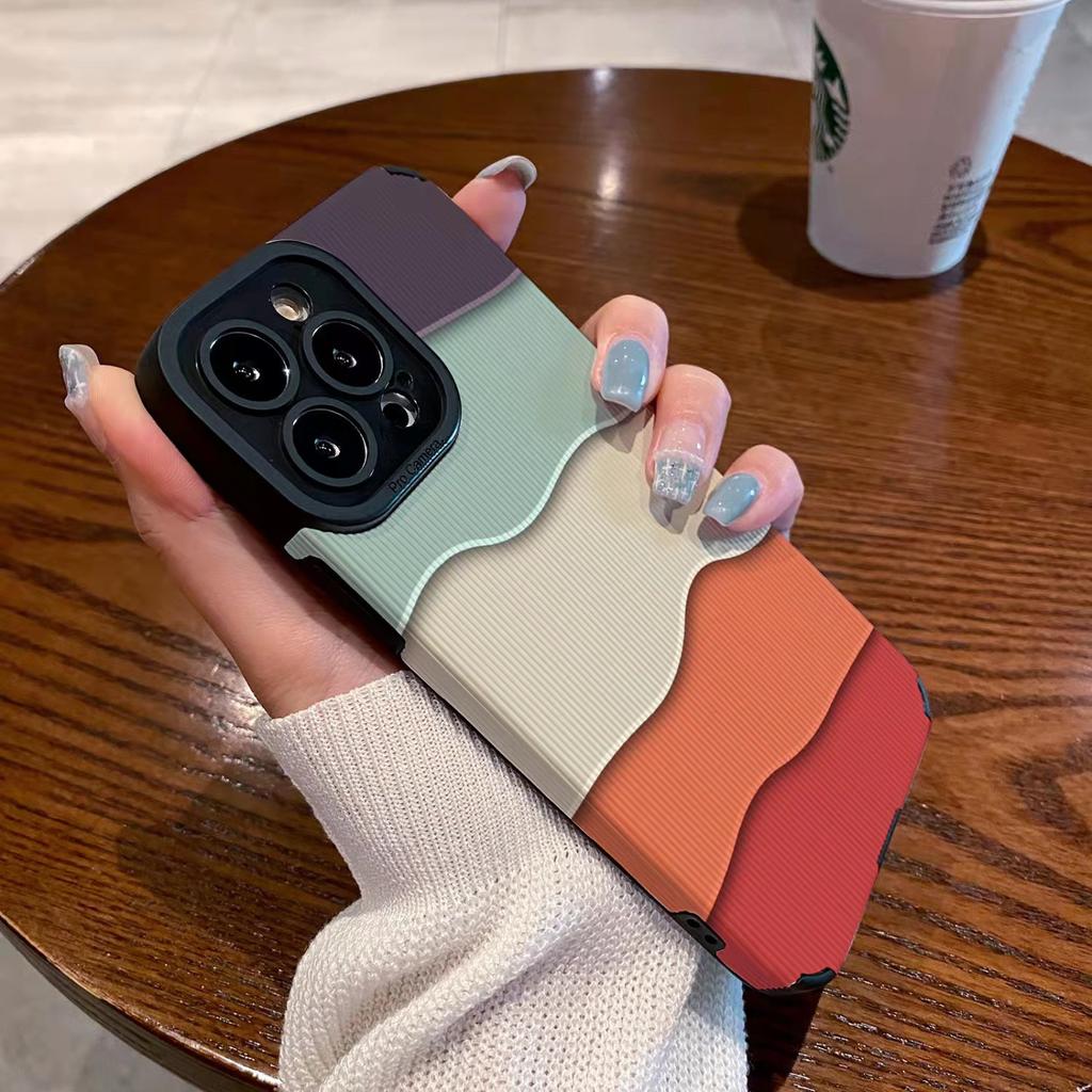 Modne silikonowe etui na telefon z gradientową falą dla iPhone 13 12 11 15 Pro Max 13 Mini SE 7 8 Plus X XS XR skórzane etui odporne na wstrząsy