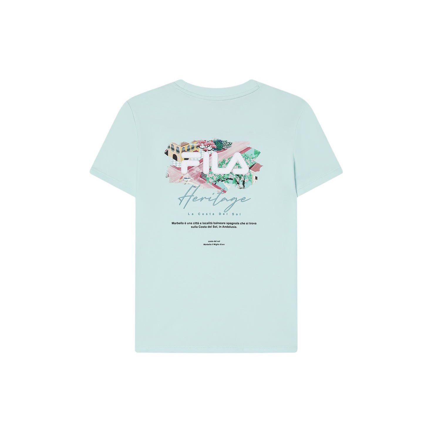 

FILA Embroidered Logo Casual Cool Knit Short Sleeve T-Shirt Women Tops Sky-Green F61W428101ALG S