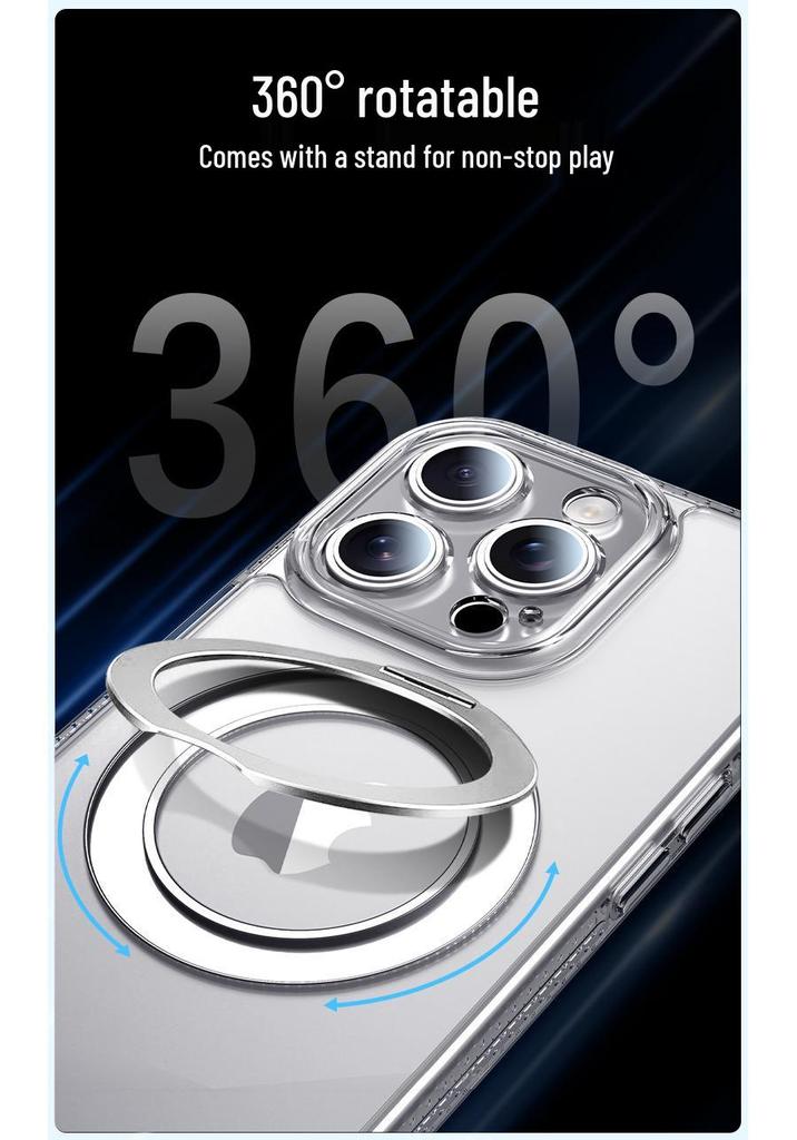 iPhone 17 Pro Case: 360° Rotating Magnetic, Transparent, Full Coverage, Anti-Drop Shell