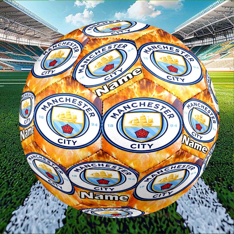 Individueller Name Personalisierter Manchester City FC-A Druck Größe 5 Fußball Training & Spiel Fußball, für Team, Kicken, Geschenk für Fußball-Enthusiasten
