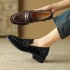 Fashion NEW Spring/Autumn Women Loafers Round Toe Chunky Heel Shoes Sheep Suede Leather Shoes for Women Slip-on Plus Size Women Pumps